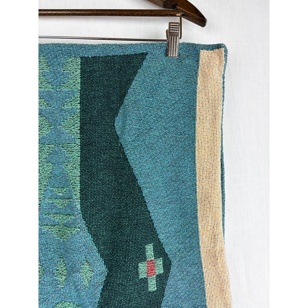 Southwestern Woven Tapestry 2 Pillow Covers Teal Burgundy Geometric Mountain - Picture 4 of 16